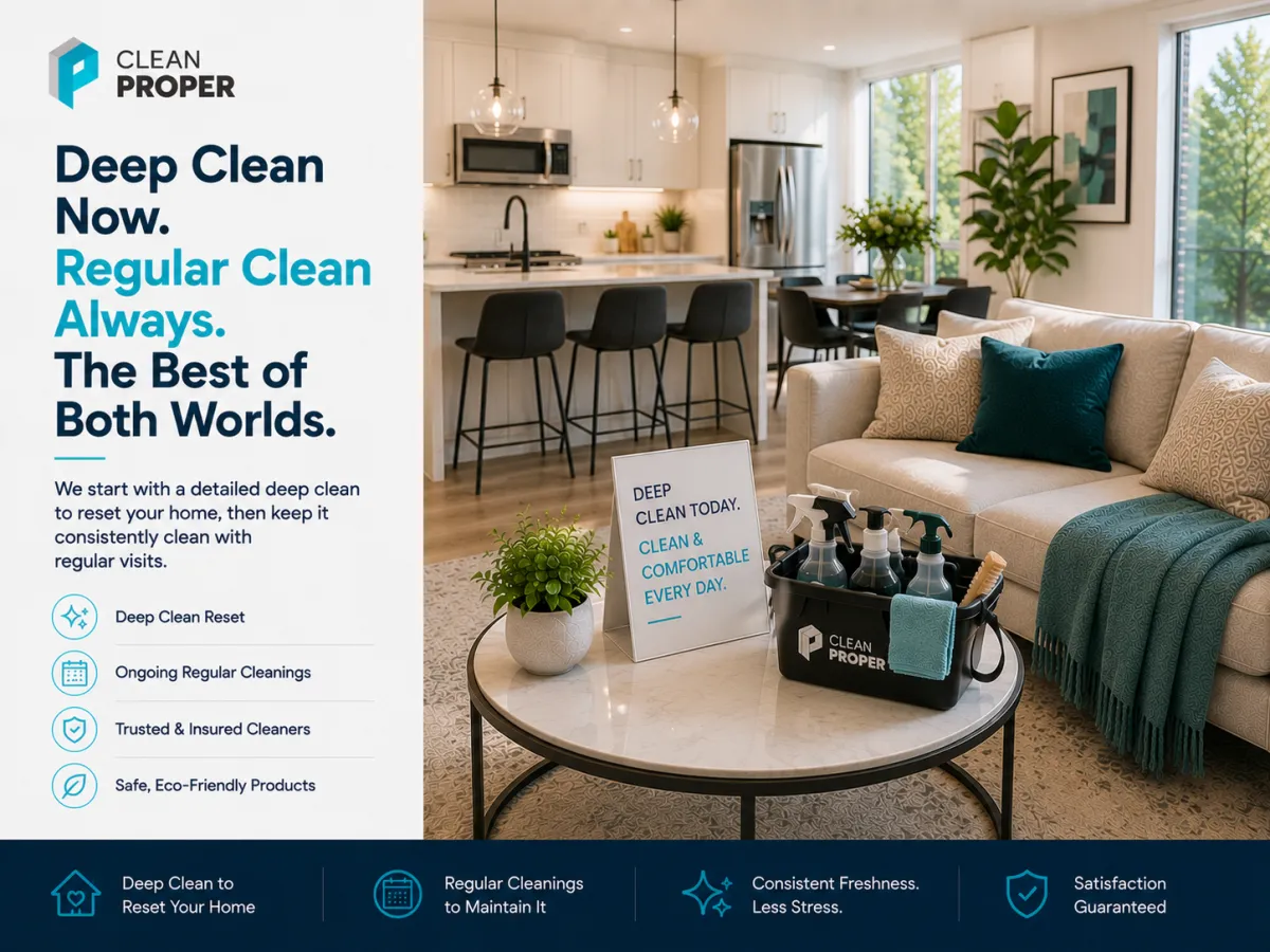 A kitchen and bathroom being cleaned in detail during a combo clean